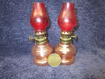 Two Tiny Miniature Kerosene Or Oil Lamps Made In Hong Kong - Looks Unused • $10.95