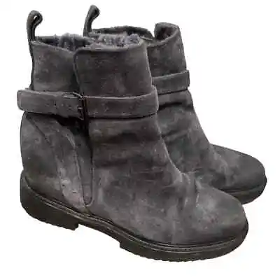 Vince Claudia Shearling-Lined Suede Winter Ankle Boots Dark Gray Womens Size 7.5 • $60