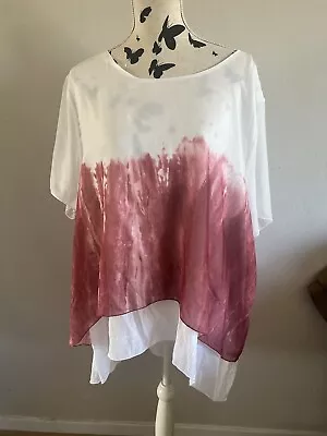 BNWOT Saloos White & Pink Blend Tunic Top Size UK 22 • £7.99