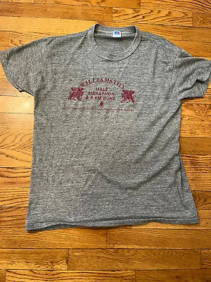Vintage Williamston Half Marathon T-Shirt Michigan Gray Russell L (Fits Small) • $25