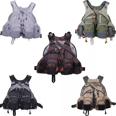 Fishing Vest Backpack For Fly Fishing General Size Mesh Adjustable Mutil-Pocket • $33.29