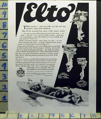 1930 Elto Power Boat Outboard Foldlight Evinrude Speedster Motor Ad  Bf57 • $24.95