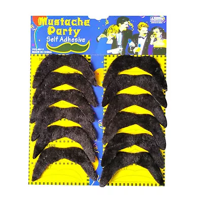 12Pcs Self Adhesive Tash Black Fake Mustache Mexican 70's Stick Mustache Beard C • £6.34