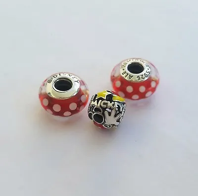 Set - 3 Authentic Pandora Disney Mickey Mouse Mania Body Parts And Polka Dot • $58.50