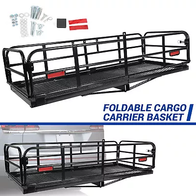 500lbs Folding Hitch Cargo Carrier Mounted Basket Luggage Rack W/ 2  Receiver • $125.50