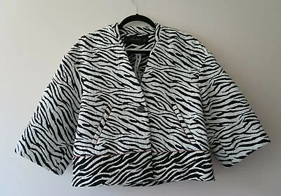$30.50 • Buy Zara Zebra Animal Print Oversized Boxy Cropped Jacket Blazer - UK S 