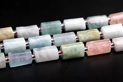 6-9MM Beryl Morganite Aquamarine Faceted Nugget Tube AAA Natural Beads 15  • $19.99