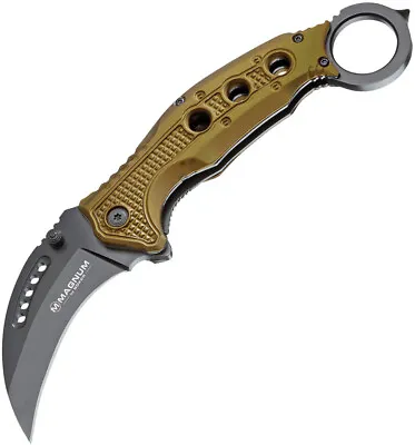 Boker Magnum Black Scorpion Folding Blade Finger Ring Tan Handle Knife M01MB713 • $27.16