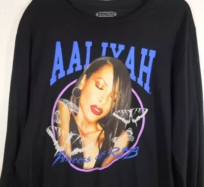 Aaliyah  Princess Of R&B  Long Sleeve T-Shirt-Mens Adult Extra Large XL-Black • $19.79