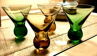4 Mini Martini Clear Shot Glasses -  3 In. Tall • $10