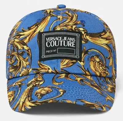 VERSACE JEANS COUTURE 'Blue & Gold Regalia Baroque' Baseball Cap Hat OS **NWT** • $150