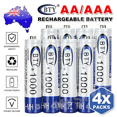 Rechargeable Batteries Upto20 3000mAh AA/1000mAh AAA Recharge Battery NI-MH 1.2V • $7.45