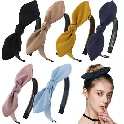 Solid Bow Headbands For Women Twist Knot Headbands Wired Rabbit Ears Plastic ... • $17.08