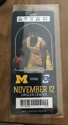 2019 Michigan Wolverines Vs Creighton Basketball Plastic Ticket Stub • $9.99