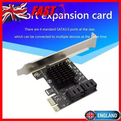 PCIe SATA Adapter 4 Port SATA III To PCI Express 3.0 X1 Internal Expansion Card • £18.09