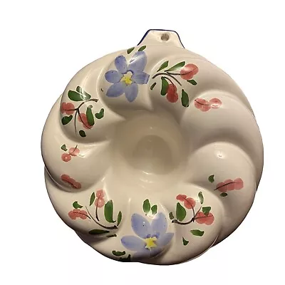 MARZIA CERAMICHE Floral Hand Painted Bundt Cake Jello Mold 7” Made In ITALY • $12.99