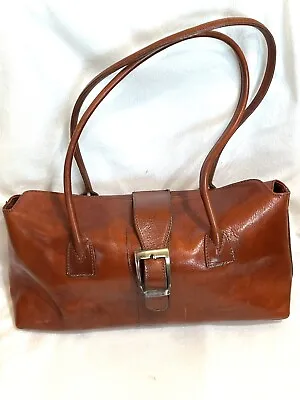 Purse Vera Pelle Italy Brown Leather Shoulder Bag Handbag Classic Vintage Medium • $26.21