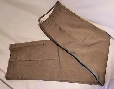 Options By Stafford Brown Tweed Pleat Cuffed Dress Pant 35x32 (Not 36!) VTG NWOT • $64.99