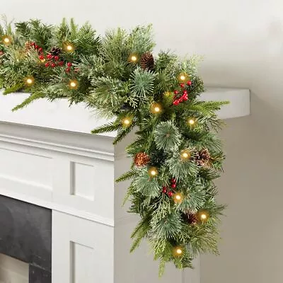 Somikis 9FT Pre-Lit Artificial Christmas Garland With 50 LED Lights And Reali... • $45.50