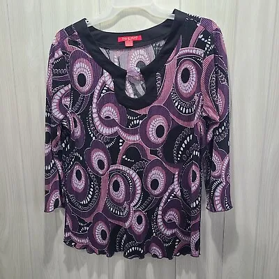$12.72 • Buy Zoey & Beth Womens Blouse Size 3xl Accordian Pleat 3/4 Sleeve Tunic Top Purple