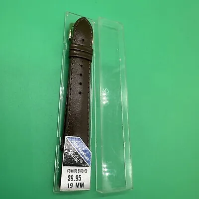 Vintage 19mm Speidel Brown Genuine Leather  Stitched Watch Band NOS • $18.99