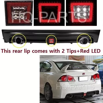 For 06-11 Civic 4D Mugen RR Style Rear Bumper Lip Dual Out LED Brake Light + Tip • $248.88