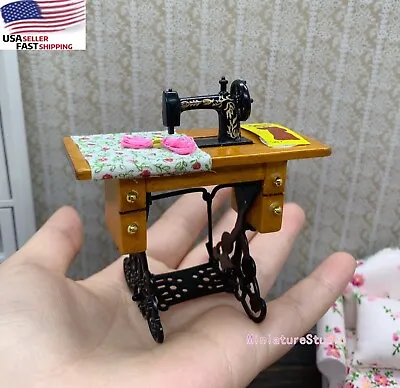 1:12 Miniature Sewing Machine Old Fashion Dollhouse Furniture Metal Wood Room • $8.52