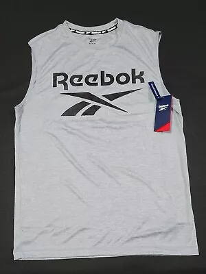 Reebok Mens Tank Athletic  Muscle Gladiador  Logo Top   Shirt  Light Gray • $24.99