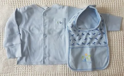 Beautiful GAP Baby Boy Jersey Cardigan And Bib Set Zebra Print 3-6 Months NEW • £6.99