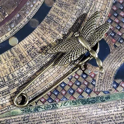 Antique Brass Victorian Steampunk Style Dragonfly Kilt Pin Brooch • $4.95