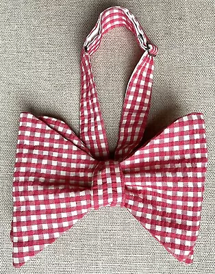 Vintage Gingham Bow Tie Red & White Seersucker Adjustable Self-Tie 4  Wide • $24