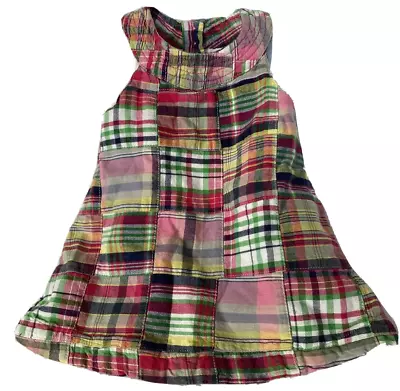 Maggie & Zoe Girl's Jumper Dress 3 Mos Multicolor Madras Plaid Patchwork • $8.09