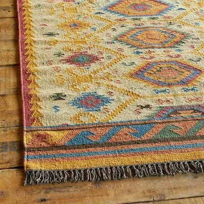 Rug Kilim Wool Jute Runner Hand Woven Vintage Carpet Vintage Oriental Area Rugs • $205.66