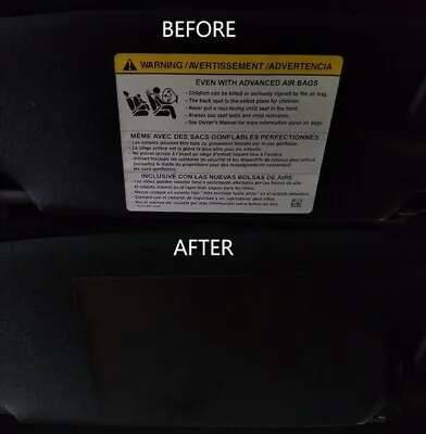 2015-2019 Ford Mustang Sun Visor Warning Label Blackout Decals - Matte Black • $32.02