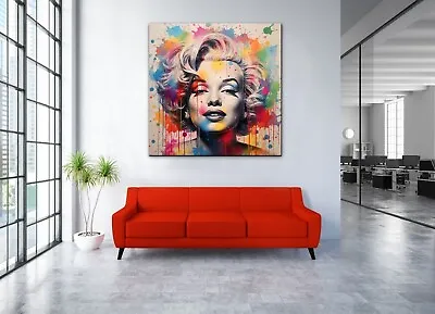 Marilyn Monroe Graffiti Pop Art Colorful 24x24 READY TO HANG 1.5 Inch Frame WoW! • $95