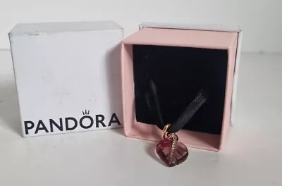 Genuine Pandora Rose Gold Pink Murano Glass Leaf Pendant | ALE MET  • £39.99