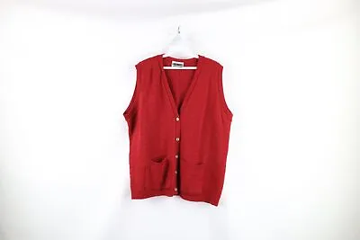 Vintage 90s Streetwear Womens Size XL Textured Knit Cardigan Sweater Vest Red • $44.95