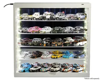 Car Display Case Acrylic White LED Light 5 Tier Mirrored Model 1/64 1/43 Cabinet • $139.99