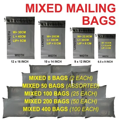 £3.98 • Buy 50 100 MIXED SIZES Grey Postage/Poly/Postal Mailing Bags/Sacks/Envelopes Mailers