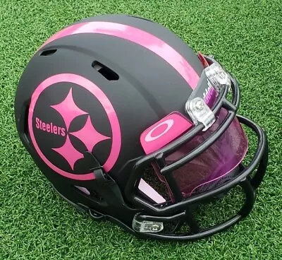 Pittsburgh Steelers Pink Logo Breast Cancer Black Matte Football Mini Helmet • $51