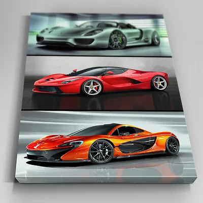 Car537 Super Cars Holy Trinity Porche 918 Canvas Art Ready To Hang Picture Print • £19.99