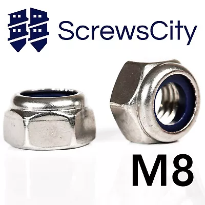 LOCKING NUTS FOR SCREWS BOLTS A4 MARINE GRADE M8 - 8mm Ø • £2.27