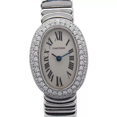 CARTIER Mini Baignoire Diamond Bezel Wrist Watch WB5095L2 Quartz K18WG Used ... • $19246.67