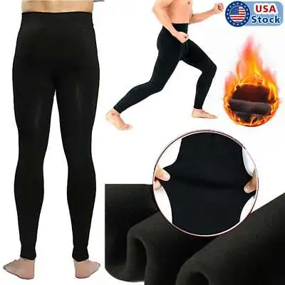 Mens Winter Fleece Lined Elastic Warm Thermal Long Johns Legging Underwear Pants • $11.95