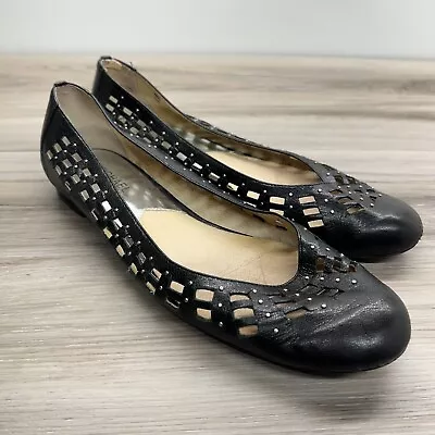 Michael Michael Kors Ballet Flats Black With Silver Studs Womens Size 10.5M • $20.23