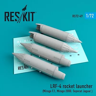 LRF-4 Rocket Launchers (4pcs) Mirage F.1 Sepecat ResKit RS72-0049 Scale Kit 1:72 • $11.44