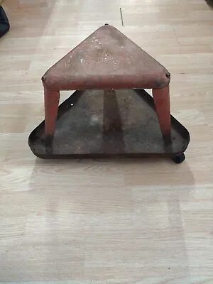 Vintage Unique Triangular Industrial Rolling Metal Stool • $45