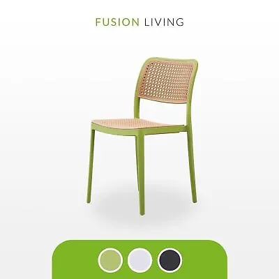 Retro Green Café Plastic Rattan Kitchen Dining Chair / Restaurant Chair • £79