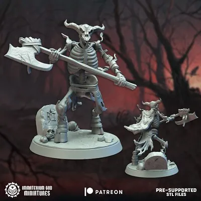 Skeleton Minotaur X3 - Undead Large Minis - Custom DnD Undead Minotaur Model. • $16