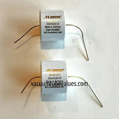 PAIR (TWO) Mundorf MCap EVO Silver-Gold Oil Capacitor 6.8uf 6.8 Mfd 450VDC • $112.95